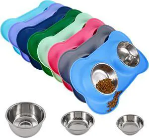 Dog Bowls 2 Stainless Steel Bowl for Pet Water and Food Feeder with Non Spill Skid Resistant Silicone Mat for Pets Puppy Small Medium Cats Dogs Dog Bowls 2 Stainless Steel Bowl for Pet Water and Food Feeder with Non Spill Skid Resistant Silicone Mat for Pets Puppy Small Medium Cats Dogs