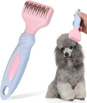 HOP Pink Professional Pet Dematting Comb for Dogs&Cats Matted Fur Remover | Stainless Steel Blades,ABS+TPR Handle,Dematting Rake Brush,Dematting Tool for Long-Haired Pet Remove Loose Hair Knots Tangle HOP Pink Professional Pet Dematting Comb for Dogs&Cats Matted Fur Remover | Stainless Steel Blades,ABS+TPR Handle,Dematting Rake Brush,Dematting Tool for Long-Haired Pet Remove Loose Hair Knots Tangle
