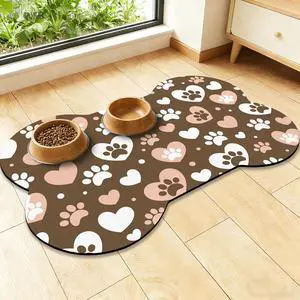 Bone Shaped Dog Food Mat, Absorbent Waterproof Non-Slip Pet Cat Bowl Mat for Food & Water Pet Supplies Brown 19"*12" Bone Shaped Dog Food Mat, Absorbent Waterproof Non-Slip Pet Cat Bowl Mat for Food & Water Pet Supplies Brown 19"*12"