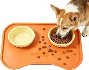 Silicone Pet Feeding Mat with Raised Edge, Washable Dog Cat Food and Water Mat for Floors Waterproof, Anti-Slip Placement Mat for Cat and Dog Bowl to Prevent Spills (Orange) Silicone Pet Feeding Mat with Raised Edge, Washable Dog Cat Food and Water Mat for Floors Waterproof, Anti-Slip Placement Mat for Cat and Dog Bowl to Prevent Spills (Orange)