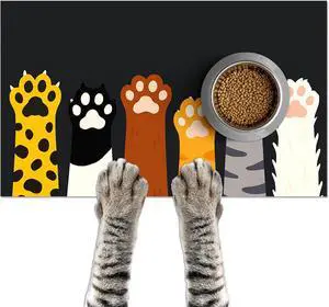 Pet Food Mat Animal Paw Print Bowl Placemat 20 x 12 Inch | Non Slip Easy Clean Pet Bowl Mat Food Bowl Floor Mat for Kitchen Floor Feeding Station and Home Animal Paw Print Pet Food Mat Animal Paw Print Bowl Placemat 20 x 12 Inch | Non Slip Easy Clean Pet Bowl Mat Food Bowl Floor Mat for Kitchen Floor Feeding Station and Home Animal Paw Print