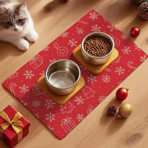 Pet Food Mat Christmas Holiday Feeding Pad 24 x 16 Inch | Pet Bowl Mat Food and Water Placemat for Small Pets Indoor Area Pet Station and Dining Space Christmas Holiday Pet Food Mat Christmas Holiday Feeding Pad 24 x 16 Inch | Pet Bowl Mat Food and Water Placemat for Small Pets Indoor Area Pet Station and Dining Space Christmas Holiday