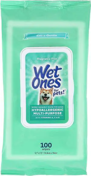 Wet Ones for Pets Hypoallergenic Multipurpose Dog Wipes with Vitamins A, C and E - Fragrance-Free Dog Grooming Wipes with Vitamins, Wet Lock Seal, 100 Count | A, C, and E nutrients, fragrance-free for Wet Ones for Pets Hypoallergenic Multipurpose Dog Wipes with Vitamins A, C and E - Fragrance-Free Dog Grooming Wipes with Vitamins, Wet Lock Seal, 100 Count | A, C, and E nutrients, fragrance-free for