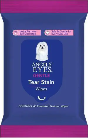 Angels' Eyes Tear Stain Wipes for Dogs & Cats | Large 4"x7" Face, Eye & Paw Cleansing Wipes | Aloe Vera & Chamomile | Removes Dirt & Discharge | Fragrance Free | Hypoallergenic | 40 Count Angels' Eyes Tear Stain Wipes for Dogs & Cats | Large 4"x7" Face, Eye & Paw Cleansing Wipes | Aloe Vera & Chamomile | Removes Dirt & Discharge | Fragrance Free | Hypoallergenic | 40 Count