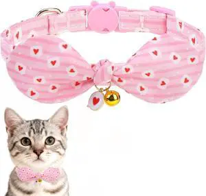 Bunny Ear Cat Collar with Bell, Soft Breakaway Kitten Collar with Bow and Accessory, Pink Girl Cat Collars with Safety Quick Release Clasp, Pet Collar for Valentine's Day (Heart) Bunny Ear Cat Collar with Bell, Soft Breakaway Kitten Collar with Bow and Accessory, Pink Girl Cat Collars with Safety Quick Release Clasp, Pet Collar for Valentine's Day (Heart)