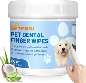 80 Counts Pet Dental Finger Wipes for Dogs and Cats - Disposable Dog Teeth Cleaning Wipes for No-Rinse Daily Oral Care, Pet Tooth Cleaning Wipes 80 Counts Pet Dental Finger Wipes for Dogs and Cats - Disposable Dog Teeth Cleaning Wipes for No-Rinse Daily Oral Care, Pet Tooth Cleaning Wipes
