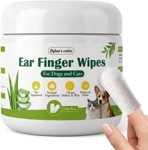 Dog Ear Wipes, 150 Count Finger Wipes, Alcohol-Free | Pre-moistened finger wipes lift wax and debris from the outer ear, gentle enough for daily dog and cat ear care. Dog Ear Wipes, 150 Count Finger Wipes, Alcohol-Free | Pre-moistened finger wipes lift wax and debris from the outer ear, gentle enough for daily dog and cat ear care.