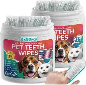 Premium Teeth Cleaning Wipes for Dogs & Cats - 100 Pcs - Pet Dental Care Finger Pads for Fresh Breath & Oral Hygiene - Embossed Pattern & Nano Plastic-Dotting to Remove Plaque & Tartar Premium Teeth Cleaning Wipes for Dogs & Cats - 100 Pcs - Pet Dental Care Finger Pads for Fresh Breath & Oral Hygiene - Embossed Pattern & Nano Plastic-Dotting to Remove Plaque & Tartar