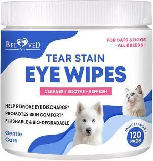 Cat & Dog Eye Wash Wipes & Tear Stain Remover, Cleaner | Eye Infection Treatment Helps Prevent Pink Eye, Relief Allergies Symptoms, Runny, Dry Eyes - Safe for Small Animals Cat & Dog Eye Wash Wipes & Tear Stain Remover, Cleaner | Eye Infection Treatment Helps Prevent Pink Eye, Relief Allergies Symptoms, Runny, Dry Eyes - Safe for Small Animals