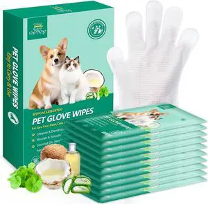 10 PCS Pet Cleaning and Deodorizing Bathing Grooming Glove Wipes for Dogs and Cats, Extra Thick Nourish Fur No-Rinse Grooming Wipes for Daily Care and Travel, Hypoallergenic 10 PCS Pet Cleaning and Deodorizing Bathing Grooming Glove Wipes for Dogs and Cats, Extra Thick Nourish Fur No-Rinse Grooming Wipes for Daily Care and Travel, Hypoallergenic
