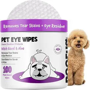 Dog Eye Wipes, Tear Stain Remover for Dogs & Cats (100 Ct) | Hypoallergenic Pet Eye Cleaner | Removes Tear Stains, Crust & Discharge | Safe for Dogs & Cats | 100 Pre-Moistened Wipes Dog Eye Wipes, Tear Stain Remover for Dogs & Cats (100 Ct) | Hypoallergenic Pet Eye Cleaner | Removes Tear Stains, Crust & Discharge | Safe for Dogs & Cats | 100 Pre-Moistened Wipes