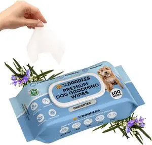 Dog Wipes, Deodorizing & Cleaning, Unscented, Made in USA, 100 Count | Safe for Puppies & All Breeds, Dog Wipes for Paws and Butt, Cleans Coat, Face & Body, Alcohol-Free, Gentle Formula Dog Wipes, Deodorizing & Cleaning, Unscented, Made in USA, 100 Count | Safe for Puppies & All Breeds, Dog Wipes for Paws and Butt, Cleans Coat, Face & Body, Alcohol-Free, Gentle Formula