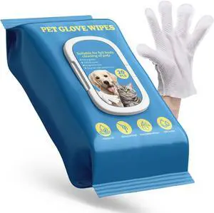 Pet Glove Wipes for Dogs & Cats with Coconut Scent, No Rinse Full Body Cleaning Large Gloves (9.84 x 9.05 inch), Gentle Grooming for Paws Face Ears Eyes Coat, Alcohol Free, 20 Pack Pet Glove Wipes for Dogs & Cats with Coconut Scent, No Rinse Full Body Cleaning Large Gloves (9.84 x 9.05 inch), Gentle Grooming for Paws Face Ears Eyes Coat, Alcohol Free, 20 Pack