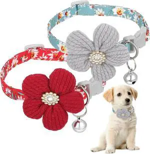 2Pcs Small Dog Collar with Flower Puppy Collar, for Girl, Green Red | Dog Collars for Small Dogs, Cute Unique Collars with Bell, Distinctive Patterns, Adjustable Length 2Pcs Small Dog Collar with Flower Puppy Collar, for Girl, Green Red | Dog Collars for Small Dogs, Cute Unique Collars with Bell, Distinctive Patterns, Adjustable Length