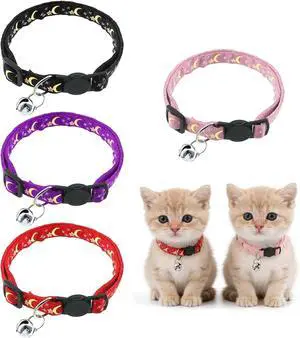 Cat Collars with Bell for Cats, 4Pcs Breakaway Kitten Collar Moons Stars Glow in Dark, Adjustable 8.3-13.4 Inch Safe Cat Collars with Bell for Cats, 4Pcs Breakaway Kitten Collar Moons Stars Glow in Dark, Adjustable 8.3-13.4 Inch Safe