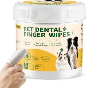 Dental Care Finger Wipes for Dogs & Cats, 50 Counts, Unscented Dental Care Finger Wipes for Dogs & Cats, 50 Counts, Unscented