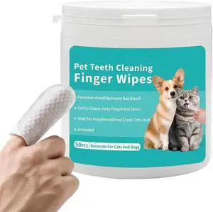 Pet Teeth Cleaning Finger Wipes for Dogs & Cats, Gentle Daily Oral Care Dental Wipes Helps Reduce Plaque Tartar & Freshens Breath, Dog Toothbrush Alternative for Puppies, Kittens & All Breeds,50 Count Pet Teeth Cleaning Finger Wipes for Dogs & Cats, Gentle Daily Oral Care Dental Wipes Helps Reduce Plaque Tartar & Freshens Breath, Dog Toothbrush Alternative for Puppies, Kittens & All Breeds,50 Count
