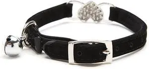 Heart Bling Cat Collar with Safety Belt and Bell 8-11 Inches (Black) Heart Bling Cat Collar with Safety Belt and Bell 8-11 Inches (Black)