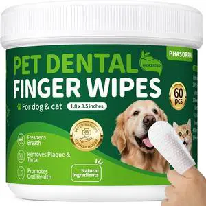 Pet Tooth Brushing Kit, 60Ct Teeth Wipes | Heavy Duty Teeth Cleaning for Pet, Remove Tartar & Plaque, Breath Freshener, Toothbrush & Toothpaste Alternatives Pet Tooth Brushing Kit, 60Ct Teeth Wipes | Heavy Duty Teeth Cleaning for Pet, Remove Tartar & Plaque, Breath Freshener, Toothbrush & Toothpaste Alternatives