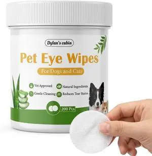 Dog Eye Wipes, 200 Count, Alcohol-Free, pH-Balanced | Soft round pads wipe away tear stains, discharge and crust, gentle daily eye care for cats and dogs Dog Eye Wipes, 200 Count, Alcohol-Free, pH-Balanced | Soft round pads wipe away tear stains, discharge and crust, gentle daily eye care for cats and dogs