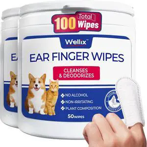 Pet Ear Cleaner Wipes for Dogs & Cats, Perfect Finger Fit, 100 Count | Herbal Formula with Chamomile & Honeysuckle | Ear Cleaner Finger Wipe in Resealable Canister | Soothes Itchy Ears Pet Ear Cleaner Wipes for Dogs & Cats, Perfect Finger Fit, 100 Count | Herbal Formula with Chamomile & Honeysuckle | Ear Cleaner Finger Wipe in Resealable Canister | Soothes Itchy Ears