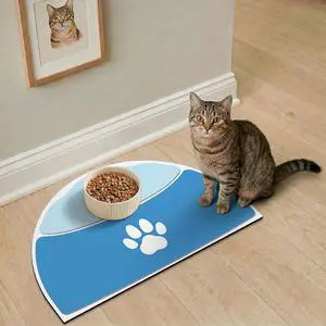 Dog Feeding Mat, 20''x12'' Absorbent Small Pet Food Mat, Wipe Clean Pet Placemats for Food and Water, Non-Slip Rubber Mat for Dog Bowls, Fit with Single Normal Dogs Bowls, Blue Dog Feeding Mat, 20''x12'' Absorbent Small Pet Food Mat, Wipe Clean Pet Placemats for Food and Water, Non-Slip Rubber Mat for Dog Bowls, Fit with Single Normal Dogs Bowls, Blue