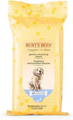 Burts Bees for Pets Gentle Cleansing Puppy Wipes, Buttermilk, 50 Count | Buttermilk formula, hypoallergenic, 98% natural origin, gentle cleansing and conditioning Burts Bees for Pets Gentle Cleansing Puppy Wipes, Buttermilk, 50 Count | Buttermilk formula, hypoallergenic, 98% natural origin, gentle cleansing and conditioning