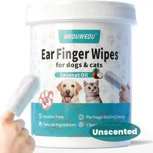 Ear Cleaner Finger Wipes 60 Counts, Dog Ear Cleaner, Grooming Kit Care for Dogs and Cats, Soft & Easy Otic Cleaning Pads, Remove Wax, Dirt & Stop Smelly, Itchy, Non-Irritating, Unscented Ear Cleaner Finger Wipes 60 Counts, Dog Ear Cleaner, Grooming Kit Care for Dogs and Cats, Soft & Easy Otic Cleaning Pads, Remove Wax, Dirt & Stop Smelly, Itchy, Non-Irritating, Unscented