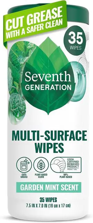 Multi-Surface Cleaning Wipes, Garden Mint Scent, Cuts Grease & Grime, 35 Wipes Multi-Surface Cleaning Wipes, Garden Mint Scent, Cuts Grease & Grime, 35 Wipes