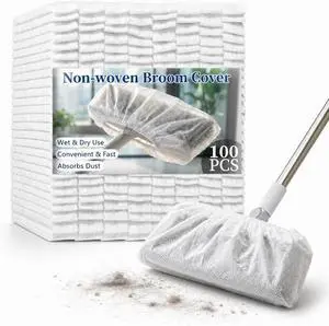 100PC Disposable Broom Cover Dust Wipes | Non-Woven Floor Cleaning Covers with Double Elastic Fit for Pet Hair Removal Broom, Sweep Mop, Household Cleaning Tools 100PC Disposable Broom Cover Dust Wipes | Non-Woven Floor Cleaning Covers with Double Elastic Fit for Pet Hair Removal Broom, Sweep Mop, Household Cleaning Tools