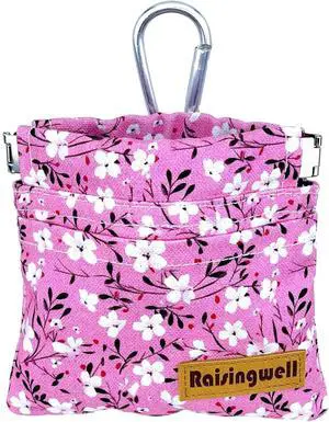 Dog Treat Pouch, Small Cotton Pocket Sized Training Holder, Hand Free Walking Fanny Bag with Carabiner, Self-Closing Pet Feed Snack Reward, Behavior Aids for Puppy Travel or Outdoor Use Dog Treat Pouch, Small Cotton Pocket Sized Training Holder, Hand Free Walking Fanny Bag with Carabiner, Self-Closing Pet Feed Snack Reward, Behavior Aids for Puppy Travel or Outdoor Use