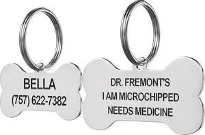 Stainless Steel Pet ID Tag Front and Back Custom for Dog Cat Personalized Stainless Steel Pet ID Tag Front and Back Custom for Dog Cat Personalized