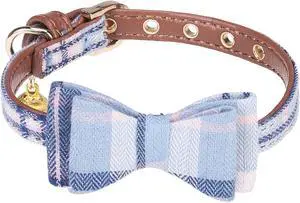 Puppy Collar with Bell XS Dog Collar Charm Adjustable Bowtie Soft Leather for Cats Kittens Extra Small Dogs Puppy Collar with Bell XS Dog Collar Charm Adjustable Bowtie Soft Leather for Cats Kittens Extra Small Dogs