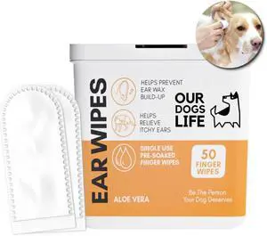 Dog Ear Wipes for Dogs | Ear Cleaning Wipes | Remove Wax, Dirt & Odor | Soothe Itchy Smelly Ears | 50 Soothing Aloe Vera Dog Ear Cleaner Finger Wipes Dog Ear Wipes for Dogs | Ear Cleaning Wipes | Remove Wax, Dirt & Odor | Soothe Itchy Smelly Ears | 50 Soothing Aloe Vera Dog Ear Cleaner Finger Wipes