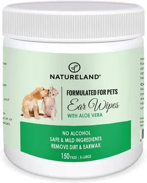 Dog Ear Wipes, Extra Large Otic Cleaning Pads, 150 Count | Gently removes dirt, wax and debris and helps reduce ear odor in dogs and cats; soft textured pads for weekly grooming Dog Ear Wipes, Extra Large Otic Cleaning Pads, 150 Count | Gently removes dirt, wax and debris and helps reduce ear odor in dogs and cats; soft textured pads for weekly grooming
