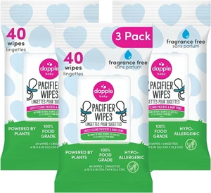 Baby Pacifier Wipes for Infants and Toddlers - (3 Pack) 40 Count - Fragrance-Free, Hypoallergenic & Food-Grade - Diaper Bag Essentials Baby Pacifier Wipes for Infants and Toddlers - (3 Pack) 40 Count - Fragrance-Free, Hypoallergenic & Food-Grade - Diaper Bag Essentials