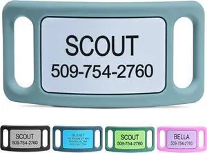 Silent Dog Tag, Personalized Engraved Silicone and Cat Pet ID Tags | Soundless Quiet Slide On Nameplate for Collars with Name and Number, No More Jingling Tags (Teal, Large) Silent Dog Tag, Personalized Engraved Silicone and Cat Pet ID Tags | Soundless Quiet Slide On Nameplate for Collars with Name and Number, No More Jingling Tags (Teal, Large)