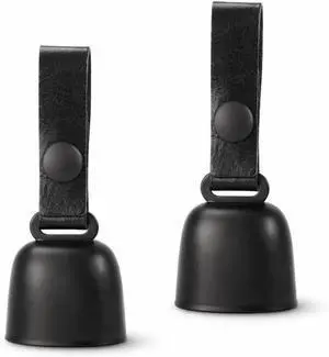 All-Black Dog Bell Set with Genuine Leather Strap, Matte Black Loud Jingle Bell, High-End Stylish Design, Quick Clip, Fits Most Dog Collars, Includes 2 Bells & 2 Pet ID Trackers All-Black Dog Bell Set with Genuine Leather Strap, Matte Black Loud Jingle Bell, High-End Stylish Design, Quick Clip, Fits Most Dog Collars, Includes 2 Bells & 2 Pet ID Trackers