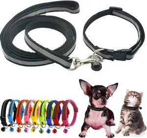 Black XXS Dog Collar with Bell Leash Set, Reflective Puppy Cat Collars XS | Soft Nylon Adjustable for XXS XS Extra Small XSmall Tiny Boy Girl Puppies Dogs Pet Female Male Kitten Yorkie Teacup Chihuahu Black XXS Dog Collar with Bell Leash Set, Reflective Puppy Cat Collars XS | Soft Nylon Adjustable for XXS XS Extra Small XSmall Tiny Boy Girl Puppies Dogs Pet Female Male Kitten Yorkie Teacup Chihuahu