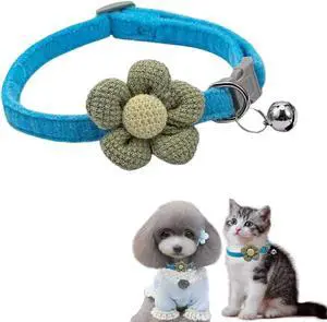 Dog Collar with Bell,Blue Flower Cat Collar with Bells Suede Girl Cute Fancy Puppy Collar with Bells for XXS XS Tiny Little Kitten Pet Female Dogs,Neck 8-12 Inch Dog Collar with Bell,Blue Flower Cat Collar with Bells Suede Girl Cute Fancy Puppy Collar with Bells for XXS XS Tiny Little Kitten Pet Female Dogs,Neck 8-12 Inch