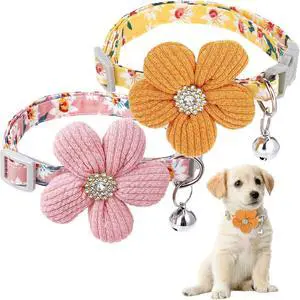 2Pcs Small Dog Collar with Flower Puppy Collar for Girl Dog Collars for Small Dogs Cute Unique Collars with Bell Distinctive Patterns Adjustable Length (Pink Yellow) 2Pcs Small Dog Collar with Flower Puppy Collar for Girl Dog Collars for Small Dogs Cute Unique Collars with Bell Distinctive Patterns Adjustable Length (Pink Yellow)