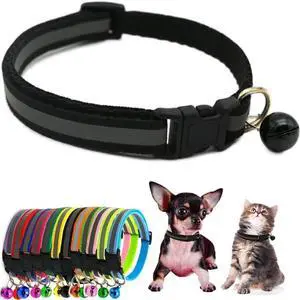 Black XXS Dog Collar with Bell Reflective XSmall Cat Kitten Puppy Collar XS | Adjustable Buckle for Extra Small X-Small Puppies Female Male Tiny Little Cats Boy Girl Pets Kitten Yorkie Chihuahua Teacu Black XXS Dog Collar with Bell Reflective XSmall Cat Kitten Puppy Collar XS | Adjustable Buckle for Extra Small X-Small Puppies Female Male Tiny Little Cats Boy Girl Pets Kitten Yorkie Chihuahua Teacu