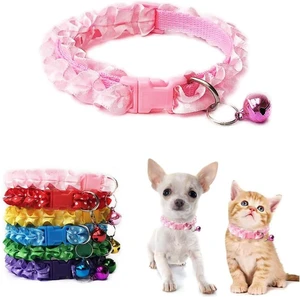 Pink XXS Dog Collar, XS Puppy Collar with Bell, Teacup Kitten Cat Collars | Soft lace pet collar with bell;adjustable XXS XS sizes,lightweight for tiny,girl puppy,small female litter daily walking wea Pink XXS Dog Collar, XS Puppy Collar with Bell, Teacup Kitten Cat Collars | Soft lace pet collar with bell;adjustable XXS XS sizes,lightweight for tiny,girl puppy,small female litter daily walking wea