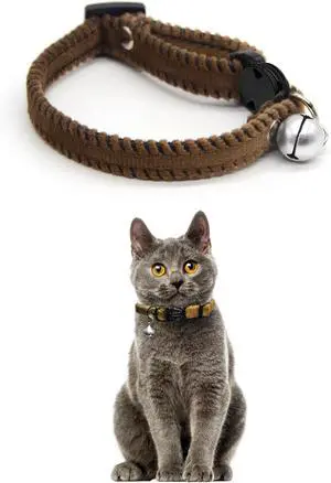 Cat Collar Breakaway with Bell, Double-Layer Ultra Soft Velvet Kitten Collar for Small Cats & Petite Dogs, Friction-Free Anti-Hair Loss Design, Adjustable 7.87"-11.78", Brown & White Options Cat Collar Breakaway with Bell, Double-Layer Ultra Soft Velvet Kitten Collar for Small Cats & Petite Dogs, Friction-Free Anti-Hair Loss Design, Adjustable 7.87"-11.78", Brown & White Options