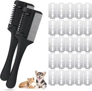 2-in-1 Pet Grooming Comb for Dogs and Cats - 2 Combs with 20 Extra Blades for Trimming and Grooming | 2 in 1 Trimming&Grooming, Dog Cat Brush that Cuts Hair, Hair Cutter Comb for Dog Cat, Pet Hair Tri 2-in-1 Pet Grooming Comb for Dogs and Cats - 2 Combs with 20 Extra Blades for Trimming and Grooming | 2 in 1 Trimming&Grooming, Dog Cat Brush that Cuts Hair, Hair Cutter Comb for Dog Cat, Pet Hair Tri