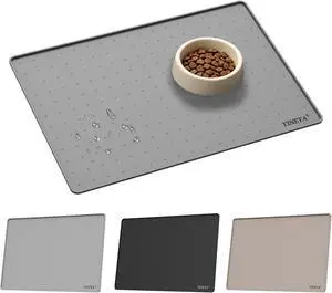 Silicone Dog & Cat Food Mat Waterproof 18" x 12", Raised Edge Dog Bowl Mat for Food and Water, BPA-Free Non-Slip Pet Feeding Mats for Floors, Multifunctional Silicone Mat (Gray) Silicone Dog & Cat Food Mat Waterproof 18" x 12", Raised Edge Dog Bowl Mat for Food and Water, BPA-Free Non-Slip Pet Feeding Mats for Floors, Multifunctional Silicone Mat (Gray)