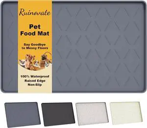 Extra Thick Dog Food Mat Waterproof with Raised Edge 19" x 12" | Silicone Multipurpose Mat, Under Sink Cabinet Protector for Kitchen, Bathroom, Shelf, Pet Feeding, Boot & Plant Trays Extra Thick Dog Food Mat Waterproof with Raised Edge 19" x 12" | Silicone Multipurpose Mat, Under Sink Cabinet Protector for Kitchen, Bathroom, Shelf, Pet Feeding, Boot & Plant Trays