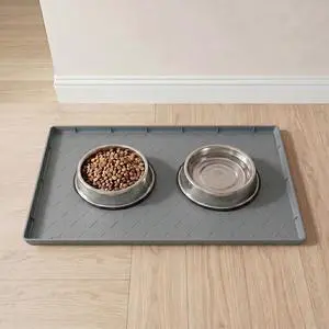 Silicone Waterproof Mat for Dog & Cat Food Mat 19"X12" | BPA-Free Non-Slip Pet Feeding Mat, Dog Food Tray for Food & Water Bowls, Protect Floor Against Spills, Dark Grey Silicone Waterproof Mat for Dog & Cat Food Mat 19"X12" | BPA-Free Non-Slip Pet Feeding Mat, Dog Food Tray for Food & Water Bowls, Protect Floor Against Spills, Dark Grey
