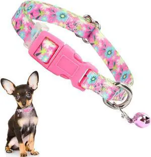 Small Dog Collars for Female Dogs Pretty Girl Cat Collars with Bells, XS | Pink Floral, With Bell, 3D Print Flower, Quick-Release, Plastic Buckle, Adjustable For XS Tiny Female Dogs & Girl Cats Small Dog Collars for Female Dogs Pretty Girl Cat Collars with Bells, XS | Pink Floral, With Bell, 3D Print Flower, Quick-Release, Plastic Buckle, Adjustable For XS Tiny Female Dogs & Girl Cats