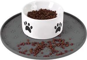 Silicone Pet Food Mat - Waterproof Dog Food Bowl Mat Cat Feeding Mat Thicker Pet Placemat Eating Mat with High Lip to Prevent Spills, Dog & Cat Water Bowl Mat for Messy Drinkers to Protect FloorsGray Silicone Pet Food Mat - Waterproof Dog Food Bowl Mat Cat Feeding Mat Thicker Pet Placemat Eating Mat with High Lip to Prevent Spills, Dog & Cat Water Bowl Mat for Messy Drinkers to Protect FloorsGray